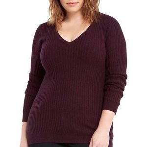 Torrid V Neck Sweater Purple Heather Ribbed Long Sleeve 4x